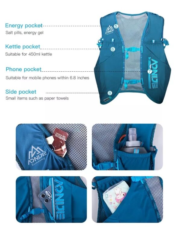 Aonijie Combo Chaleco c962 cap12L +2 ánforas +bolsa 2lts envío expres gratis - Imagen 8