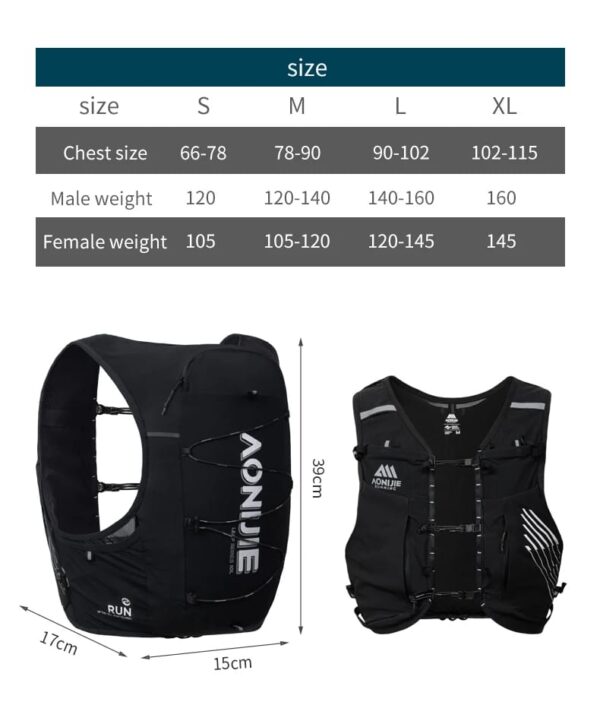 Aonijie Chaleco color Negro cap 10lts  c9116 - Imagen 7