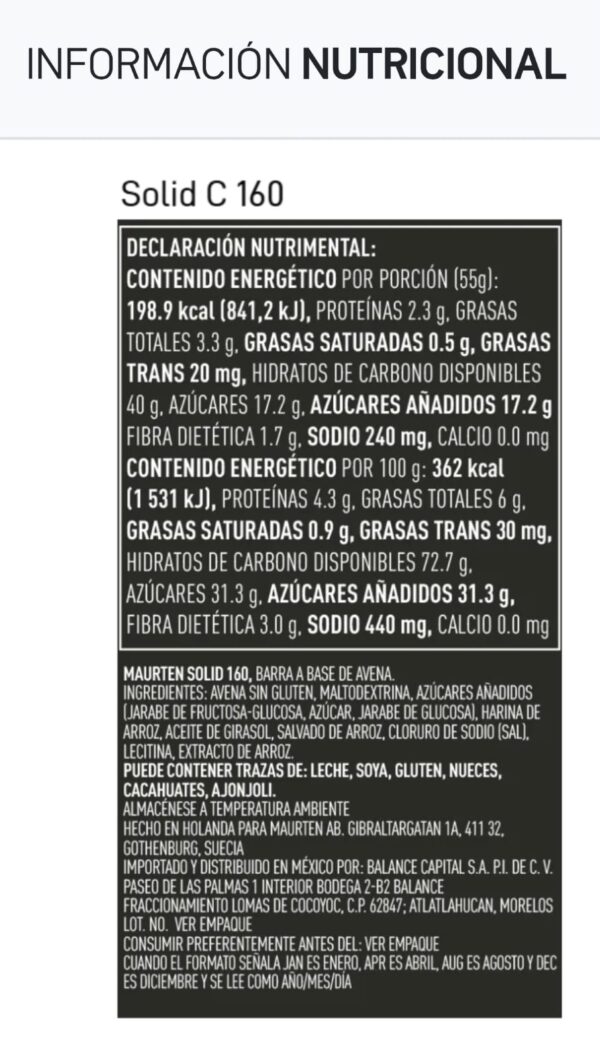 Maurten-Solid C 160 barra Cocoa - Imagen 4
